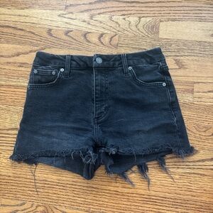 Aritzia Black Jean Shorts with Frayed Hem